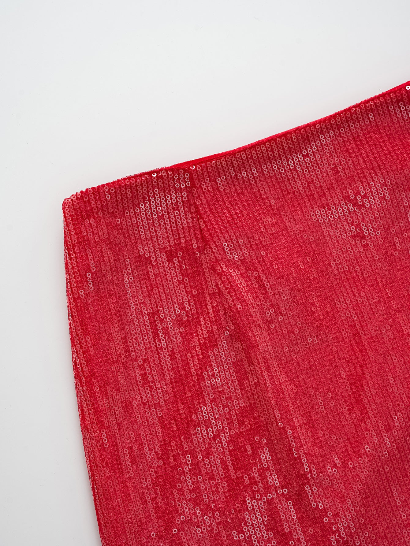 Red Sequin Skirt High Waist
