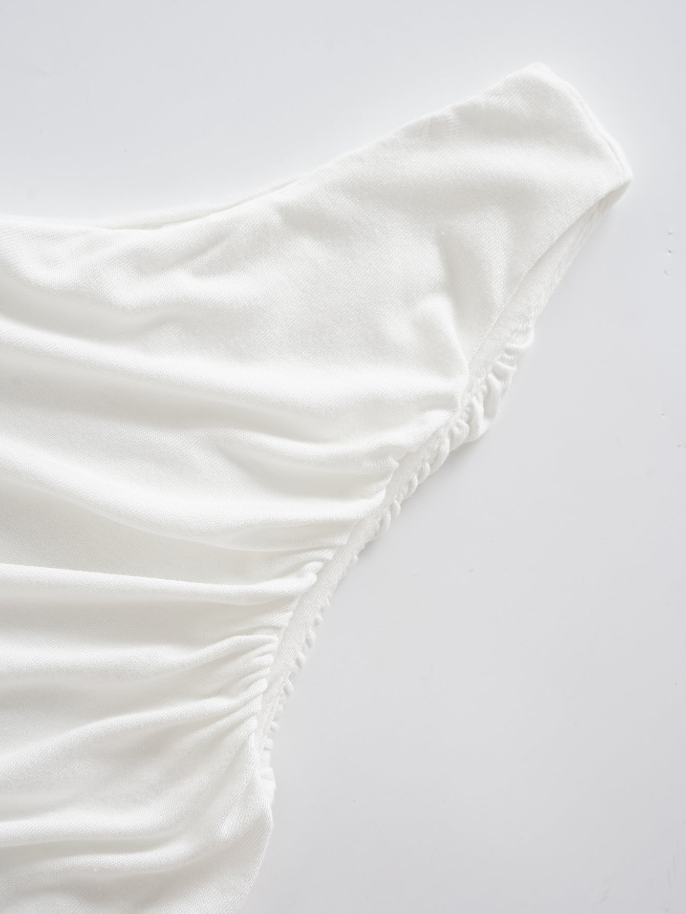 WHITE ASYMMETRIC RUCHED MAXI DRESS