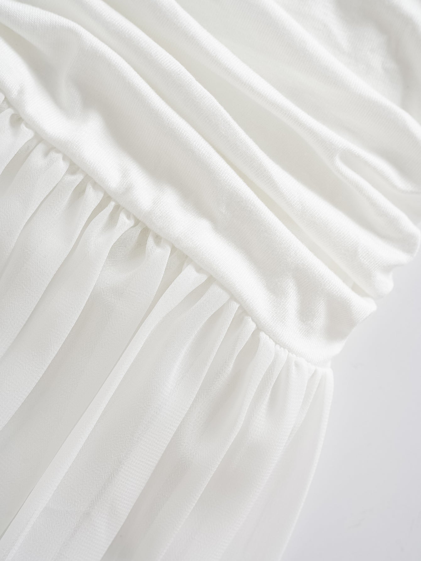 WHITE ASYMMETRIC RUCHED MAXI DRESS
