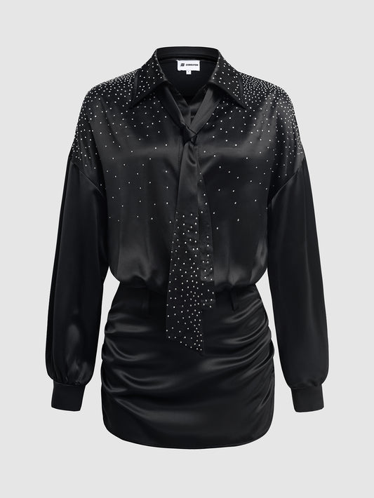CRYSTAL EMBROIDERED DRESS BLACK