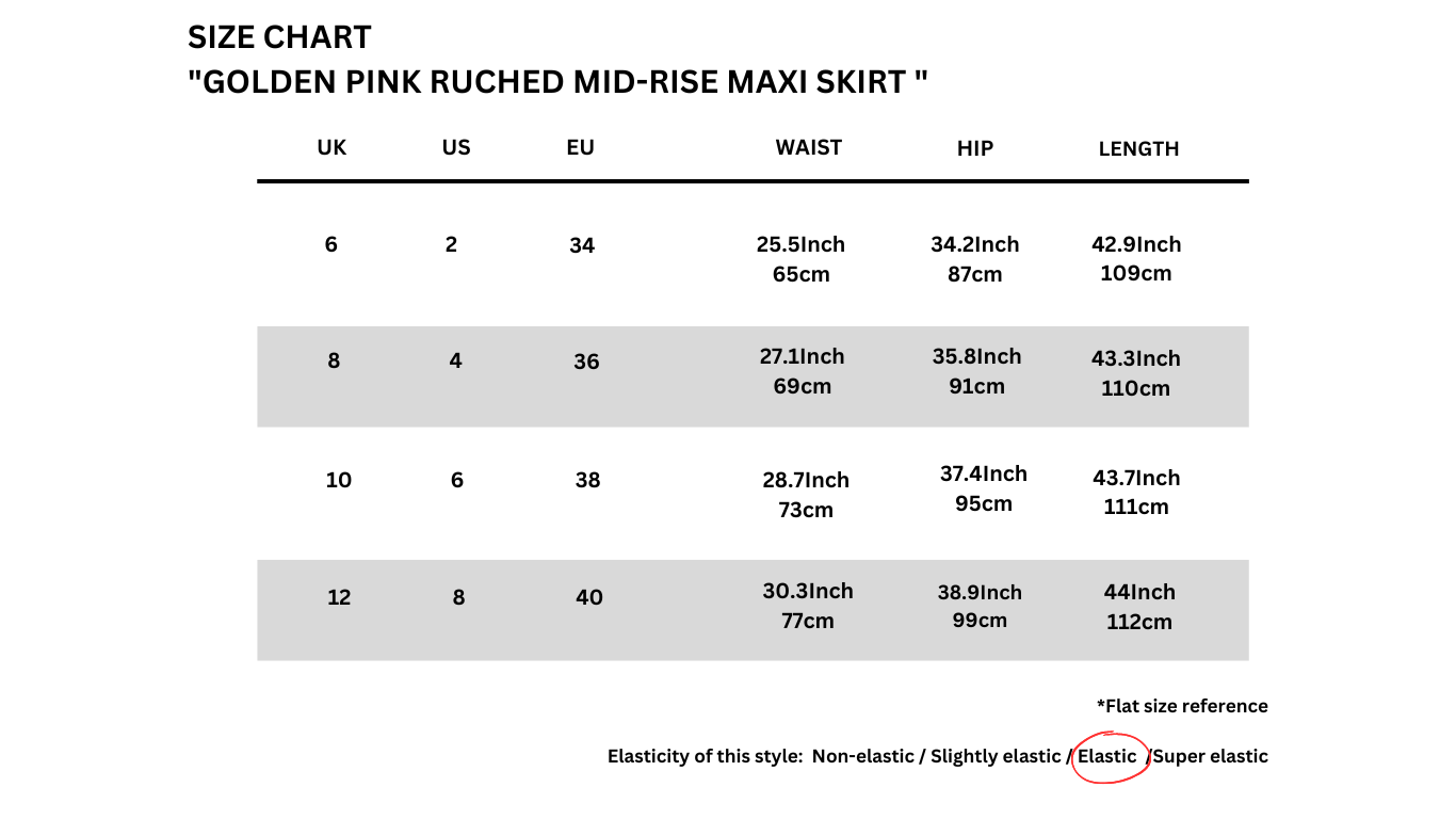 GOLDEN PINK RUCHED MID-RISE MAXI SKIRT