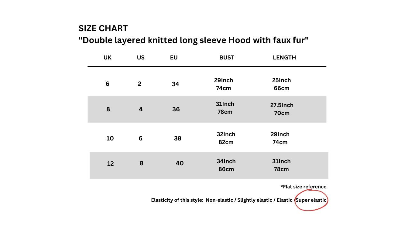 Double layered knitted long sleeve Hood with faux fur